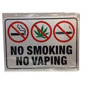 2 pcs No Smoking No Vaping 10" X 7" Metal Signs Reflective New Sealed